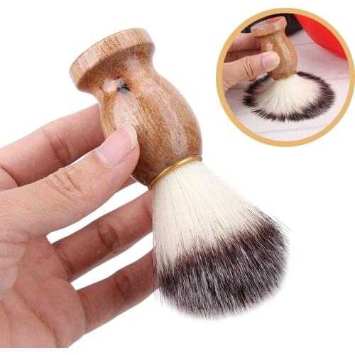 Men Beard Brush Wooden Handle Shaving Brush Mens Shaving Tool Salon Men Facial Beard Cleaning Tool Safety Razor Brush