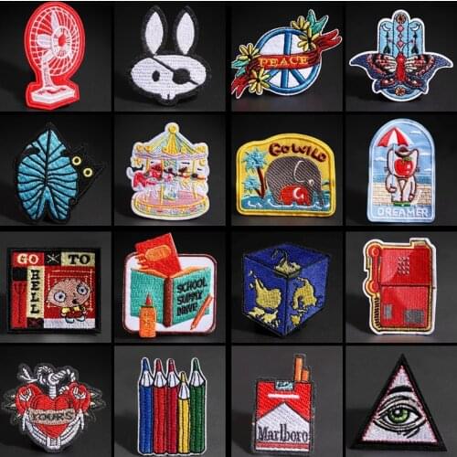Heart Love Patches Embroidered Patches Iron On Cat Earth Patch Clothing Badge Sewing Sticker For Clothes Applique 3D DIY Decor
