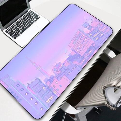 XGZ Kawaii City Background Carpet Desktop Laptop Gaming Mouse Pad PC Gamer Keyboard Pink Large Mouse Pad xxl Japanese Desk Mat