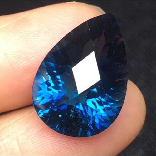 Natural London Blue Topaz Exquisite Concave Cut 19.75ct Specifications 21*14.5*10mm High-end Custom Ring Pendant Mosaic Stone