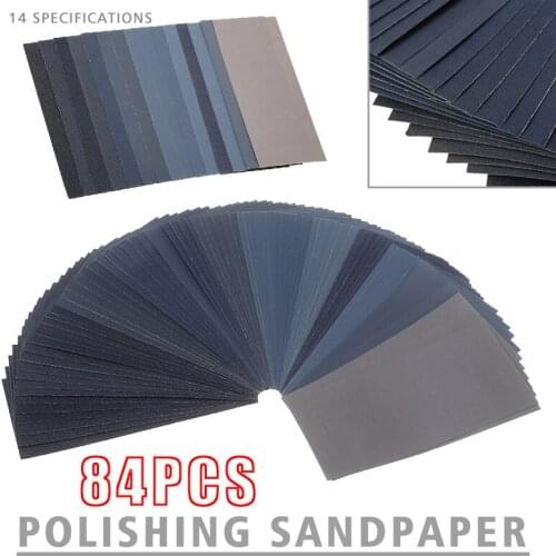 84 sheets Sand Paper 120-3000 Grits Polishing Car Metal Glass Ceramics Wood Wet Dry Sandpaper Sheets Set