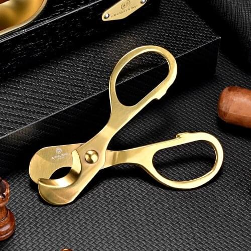 NEW 1PCS CIGARLOONG Cigar Scissor Stainless Steel Sharp Golden Cigar Cutter Cigar Accessories