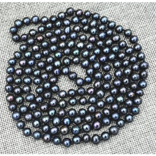 New 7-8mm Black real akoya Tahiti Cultured Pearl Necklace 50inch AA