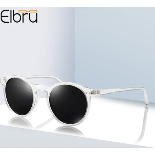 Elbru Vintage Fashion Women Sunglasses Transparent Frame Polarized Colorful Clear Lens Sun Glasses Classic Sunshades For Men