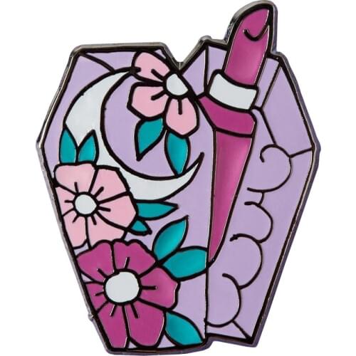 Pastel Lipstick Coffin Tattoo Design Enamel Pin