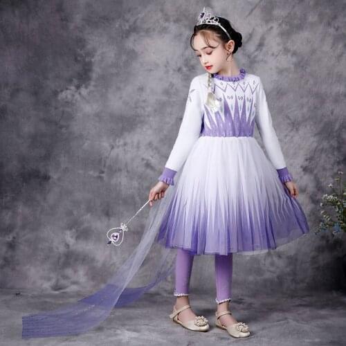 Elsa Dress Girls Party Vestidos Cosplay Girl Clothing Anna Snow Queen Print Birthday Princess Dress Kids Costume Christmas