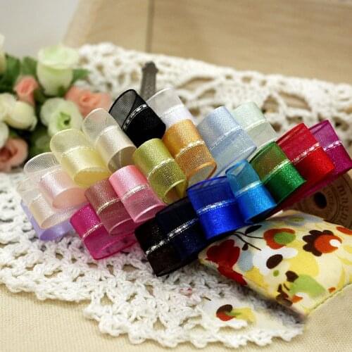 25yards/roll 15mm Half Stain Half Organza Chiffon Ribbon for Hair Accessories DIY Bouquet Gift Packing Supplies