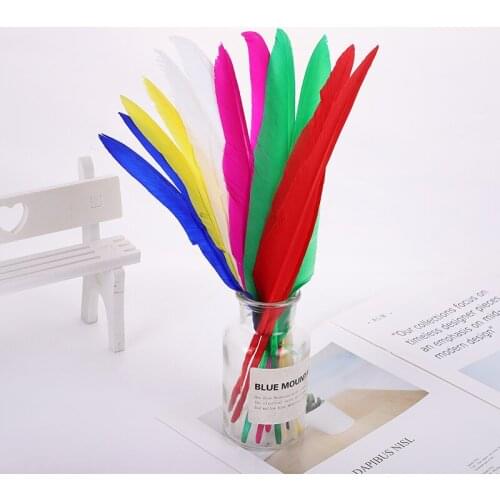 Supply of colored camel backed goose feather Indian headdress feathers