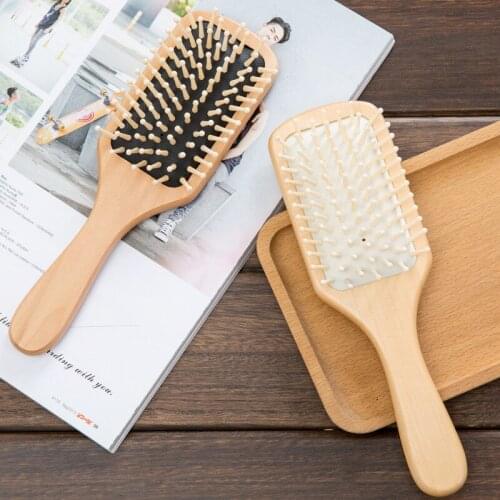 1PCS Professional Hair Care Wooden Spa Massage Comb Wooden Paddle Pointed Handle Teeth Hair Brush Antistatic Cushion Comb