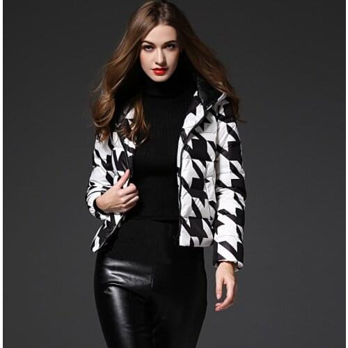 Newest thick womens down jacket women winter short coat plaid coat filler White duck down woman duck down jacket