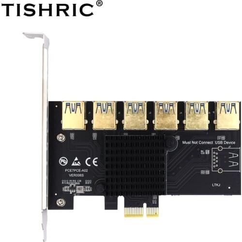 TISHRIC PCI Express Multiplier PCI-E Riser 1 to 4 PCIE USB 3.0 Hub 1x 16x Riser For Video Card Adapter for BTC Miner Mining