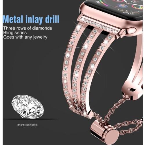 Apple Watch Band 38mm 40mm 42mm 44mm Stainless Steel Strap women Diamond Bracelet watchbands for Apple Watch Series 5 4 3 2 belt