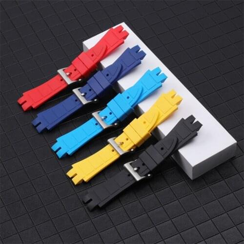 Black Blue Yellow Red Soft Nature Rubber Silicone Watchband For Roger Dubuis Strap For EXCALIBUR Series Pin Buckle28mm
