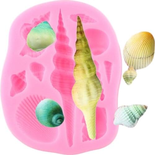 Ocean Series Shell Conch Silicone Mold Cake Border Fondant Mould Cookie Baking Cake Decorating Tools Candy Clay Chocolate Molds