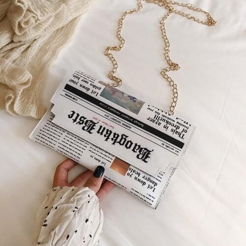Women Joker Messenger Bag Chain Shoulder Bag Personality Fashion Small Square Newspaper News Styling Bags Wholesale Bolso Mujer