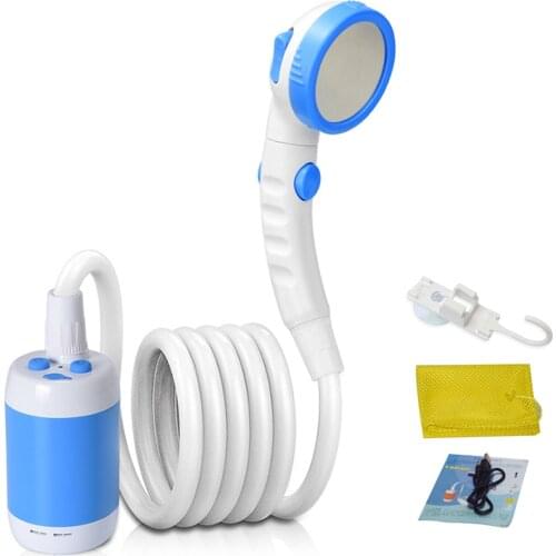 Camping Shower Rechargeable Handheld Shower Kit Outdoor Car Washer Portable Shower Head with Hook Pump Hose Travel Pet Cleaning