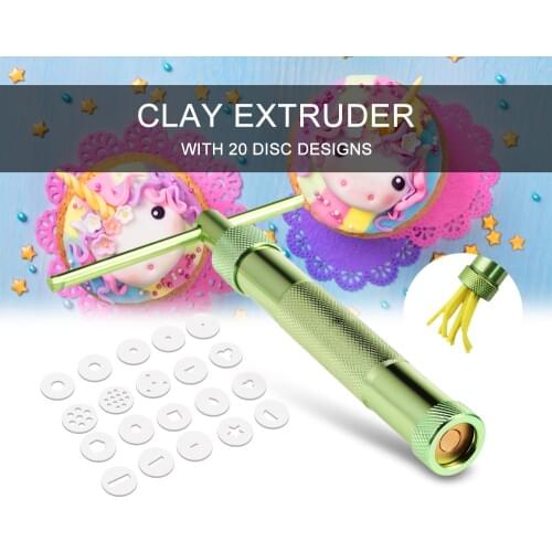 Clay Extruder With 20 Disc Designs Pottery Sculpture Modeling Fondant Cake Tool Polymer Clay Craft Gun Sculpting Cake Tool