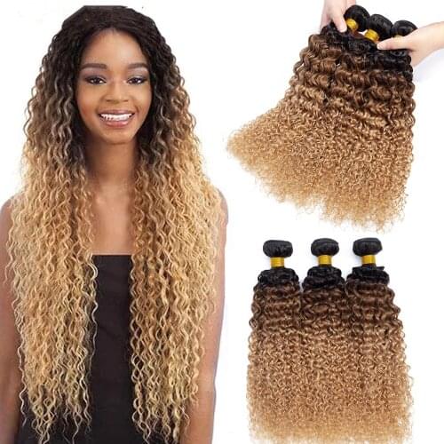 Ombre Curly Bundles Brazilian Human Hair Weave Bundles 1b/30/27 Remy Hair Extensions 10A Ombre Kinky Curly Human Hair Bundles