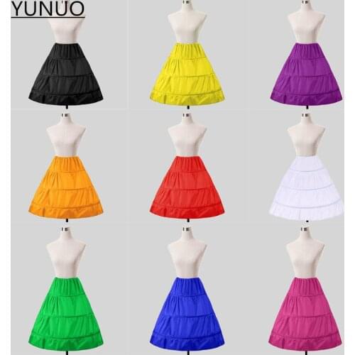 YUNUO In Stock 3 Hoops One Layer 2021 A-Line Flower Girls Dress Petticoat Kid Crinoline Underskirt Wedding Accessories Bridal