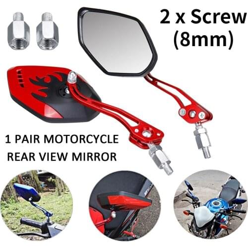 1 Pair 8 / 10mm Universal Motorcycle Rearview Mirrors Motorbike 360 Degree Rotation Motorcycle Motorbike Scooter Side Mirrors