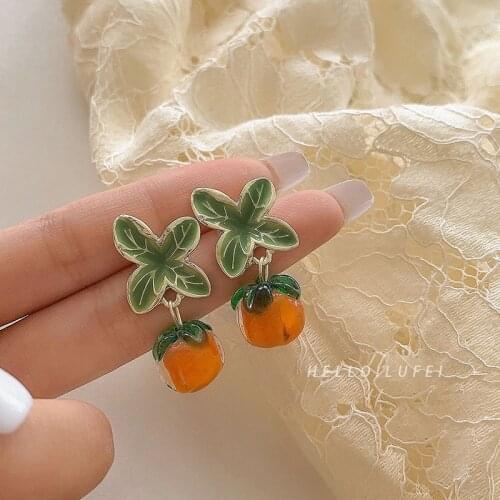 YAOLOGE For Women Candy Color Plant Drop Earrings Cute Simple Alloy Earrings Brincos Gift 2021 Fashion Jewelry Ear Accessories