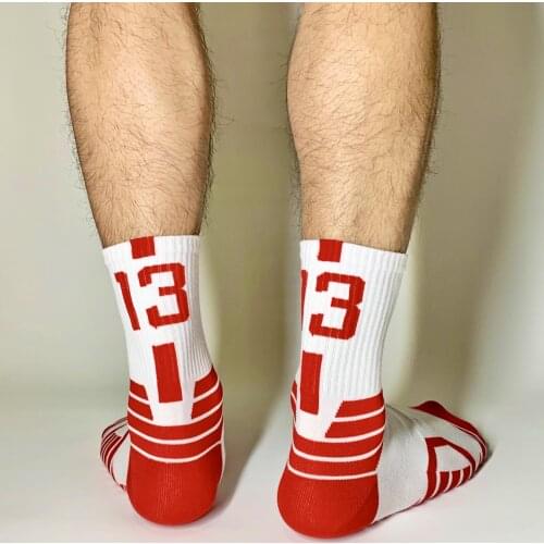 1Pair NO13 Number 13 Basketball Sport Crew Socks Men Thirteen Professional Road Bicycle Fitness Trainer Running Outdoor XIII Sox