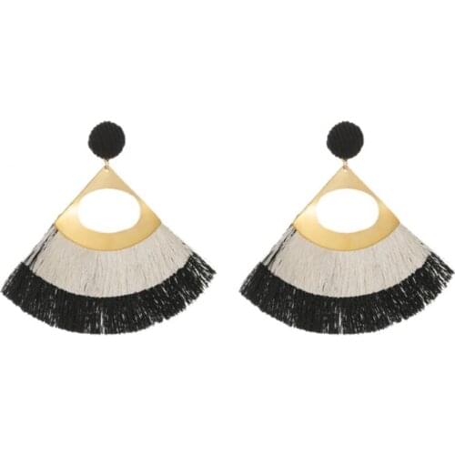 1 Pair Charming Decorative Earrings Jewelry Bohemian Hollow Scalloped Tassel Drop Dangle Earrings Ear Accessories