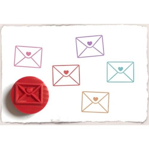 1PC 2.5CM Round MEET HUANG 1PC Mini Envelope Rubber Retro Stamps Handmade Letter Stamp Scrapbook Cards Decor