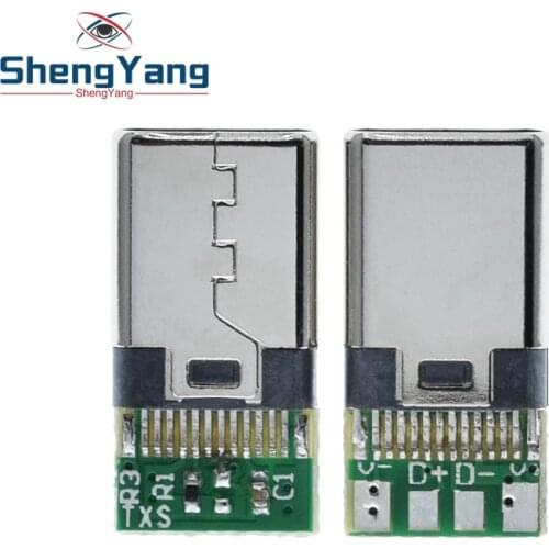 10pcs/Lot USB 3.1 Type C Connector 24PIN Fast Charging Male Socket Receptacle Adapter To Solder Wire & Cable PCB Board Module
