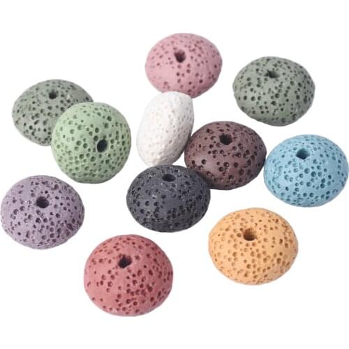 10pcs Natural Volcano Lava Stone Oval Round 15x10mm Loose Crafts Beads lot for Jewelry Making DIY Bracelet Findings