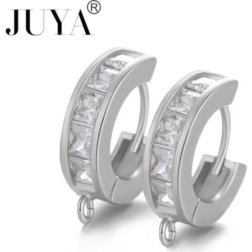 Fashion zircon crystal round earring findings diy earrings jewelry women accessories bijoux femme earring parts oorbellen maken