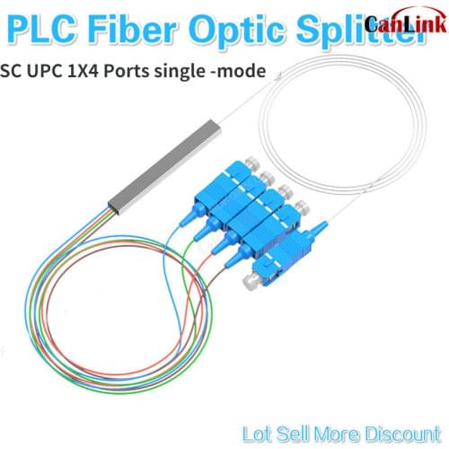 Steel 0.9mm Single Mode SC-UPC FTTH Mini PLC Splitter 1x4 Fiber Optical PLC Planar Lightwave Circuit Splitter