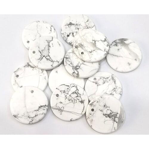30Pcs/Lot 20mm White Beads Fashion Flatback Stone Beads Pendant For DIY Bracelets Necklaces Jewelry Accessories Making