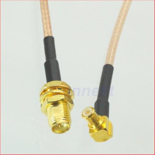 5pcs/lot RP-SMA female plug nut bulkhead to MCX male right angle RG316 pigtail 15cm