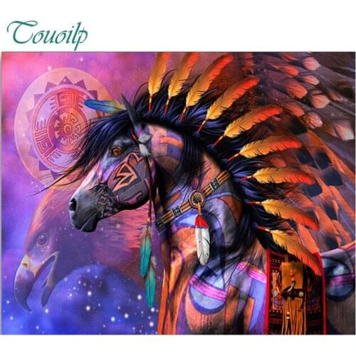 5D Diamond mosaic color feather Full square&round Diamond painting Cross stitch eagle full square Diamond embroidery horse