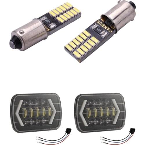 8Pcs Car Bulb Ba9S T4W H6W 4014 24Smd 4.8W Led Light Lamp & 1 Pair 300W 5 Inch X7 Inch /7 Inch X6 Inch Led Headlights