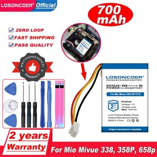 LOSONCOER 700mAh Battery TPC402339 For Mio Mivue 338, 358P, 658p, 366, MiVue 388, For Papago HP F210 F310 J501 J501C F200