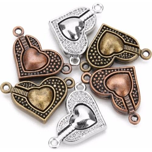 5Pcs/lot Antique Metal Clasps Heart Magnetic Clasps For Jewelry Making Lock Beads Pendant DIY Bracelet Jewelry Findings