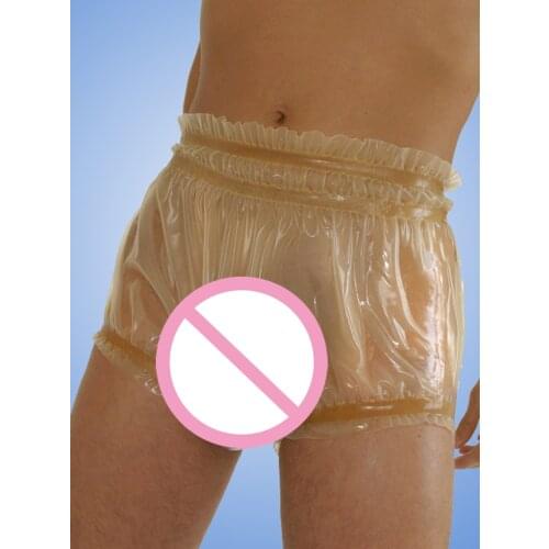 Free Shipping !!!Transparent Latex Bloomers for Men Natural Latex Shorts Breechs Underwear for Men Boys Sexy Lingerie Underpants