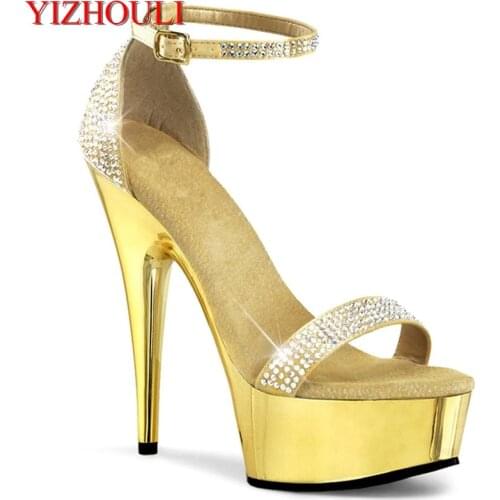 6 inch strap, sexy heels, fashion sequins, 15 cm electroplated stiletto heels, stage pole dancing sandals
