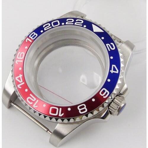 Fit NH35 NH35A Stainless Steel 40mm Watch Case Sapphire Crystal Aluminum Bezel Seeing-Through / Solid Backcover