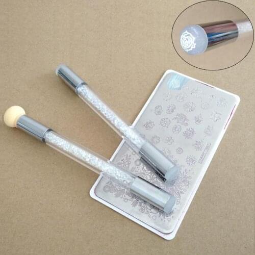 Nail Art Brush Pen Sponge Dual Head Washable Transfer Printing Template Tool
