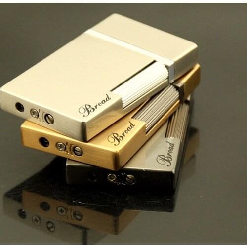 French Classic Simple Smooth Surface Flat Plate Ultra-thin Steel Sound Loud Grinding Wheel Open Flame Lighter Gadgets for Men