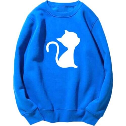 Cotton Autumn Loose Harajuku Kawaii Cat Fish Bone Sweatshirts Women Couple Oversized Hoodies Ladies Pullovers Graphic Hoody