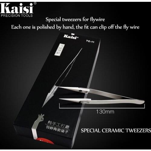 Kaisi High-Class Stainless Steel Precision Ceramics Head Tip Straight Tweezers for Mobile Phone Repair Tool