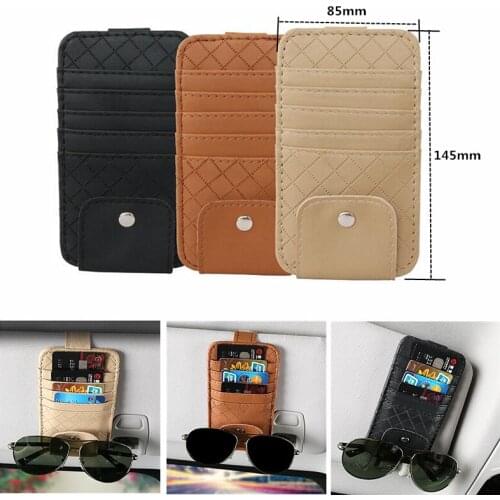 Multifunction Car Auto Sun Visor Point Pocket Leather Organizer Storage Bag Stowing Tidying For Glasses Card Holder Pouch