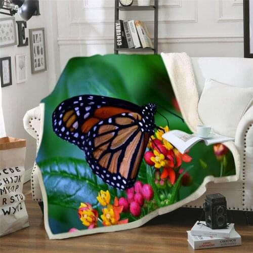 Fashion Color Butterfly Blanket 3D Retro Printing Square Blanket for Adult Children Warm Nap Blanket
