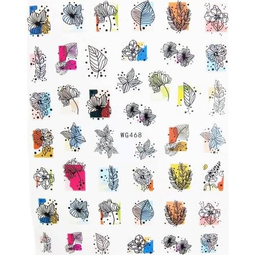 3D Nail Stickers Geometric Line Flower Leaf Sliders for Nails Art Decoraciones Adhesive Foil Design All for Manicure Accessories