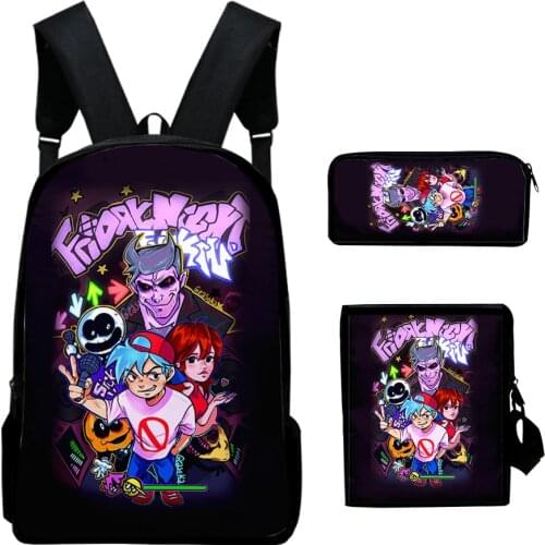 2021 New 3pcs/Set Backpack Friday Night Funkin Fashion Backpack Shoulder Bags Print Hip hop School Bag Mochilas Student Backpack