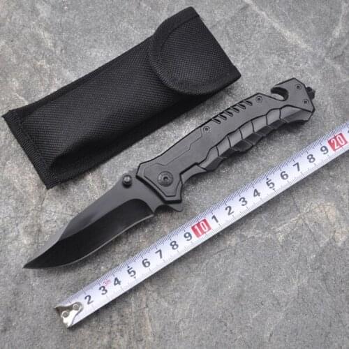 8.2'' Knives Folding Knife Titanium Hunting Survival Pocket Knives Utility Camping Outdoor Combat Knife EDC Tools & Nylon Sheath